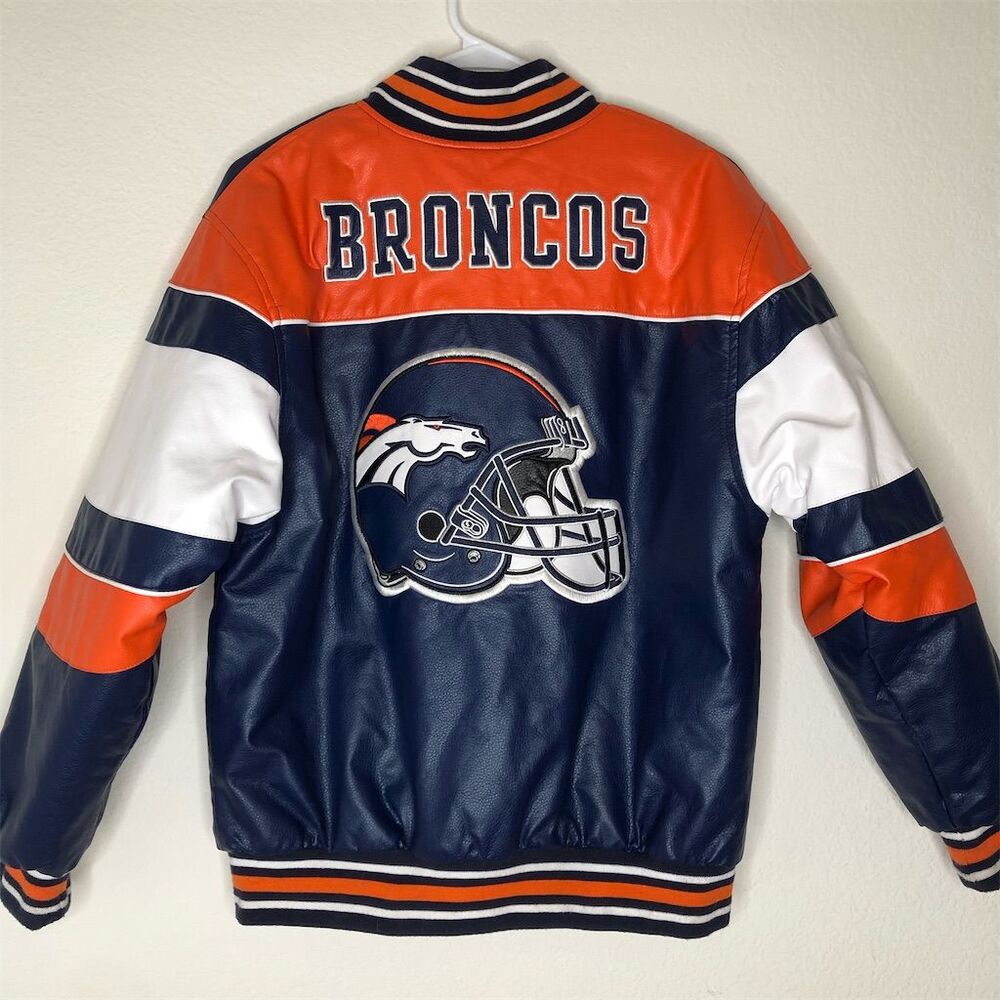 NFL Team Apparel Denver Broncos Youth Football Bomber Jacket Coat Size 14-16